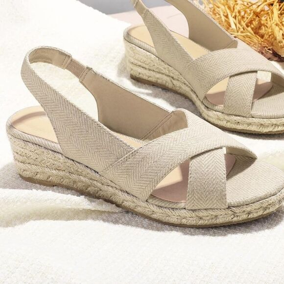 (27-4250) mysoft Women's Espadrille Wedge Sandals Sz 9.5 - Picture 3 of 9